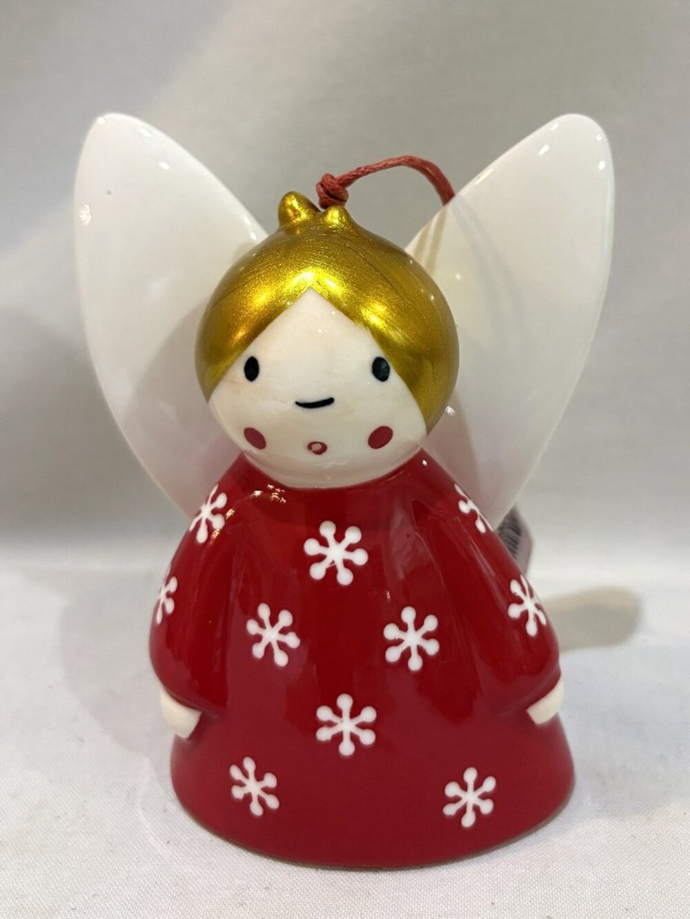 Crate & Barrel Porcelain Angel Holiday Bell Ornament